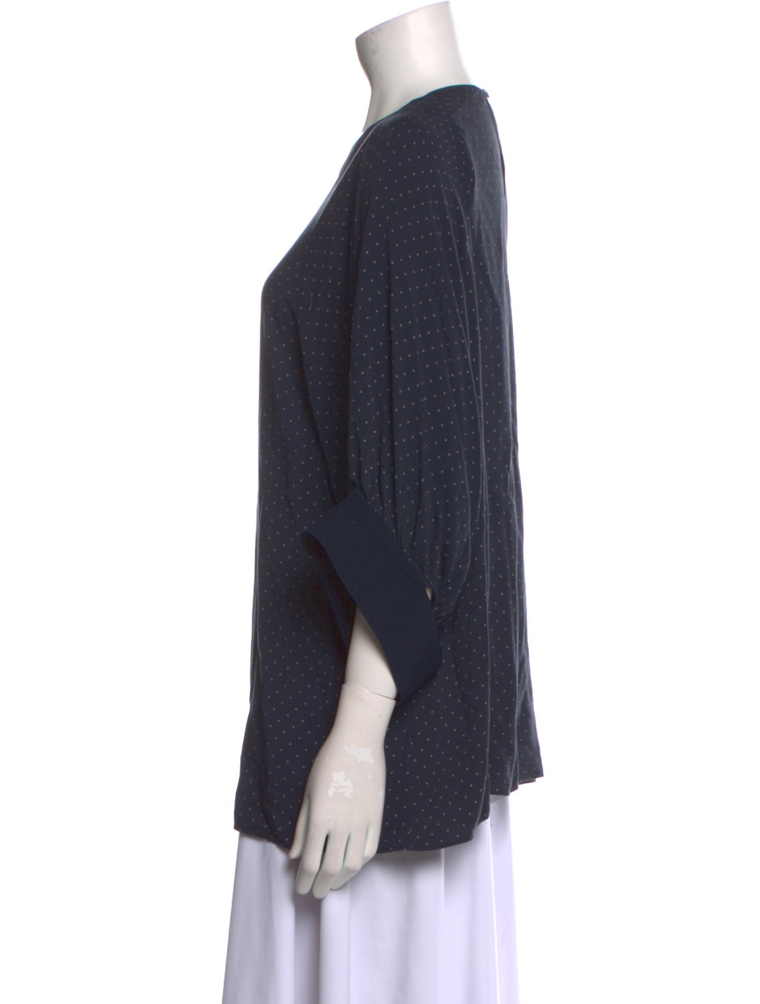 Tibi Scoop Neck Three-Quarter Sleeve Sweatshirt